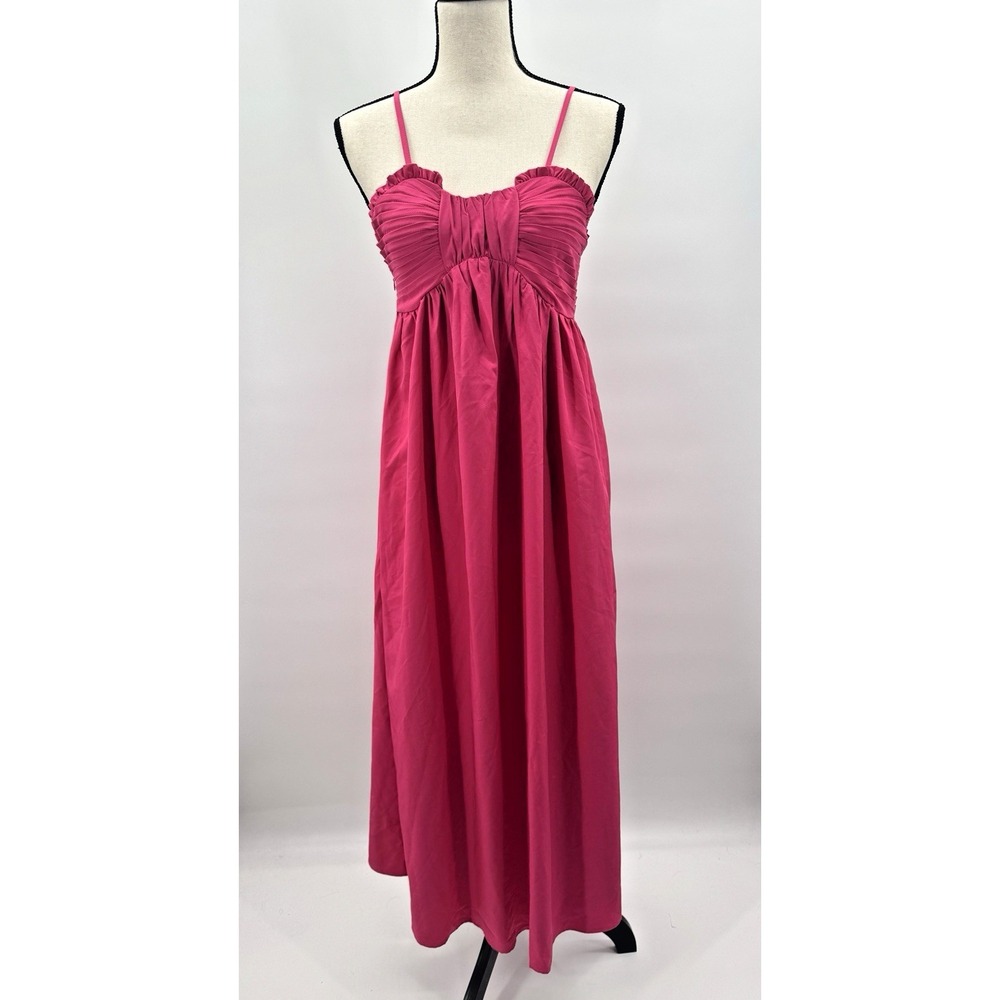 Regency Womens Medium Maxi Dress Babydoll Ruched Bustline Romantic Resortwear